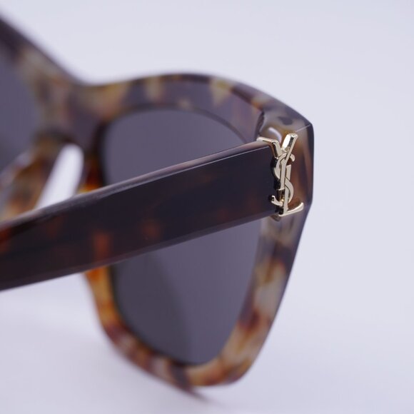 Saint Laurent SLM79 003 Sunglasses Havana Cat Eye Frame, Black Lenses - Picture 5 of 11